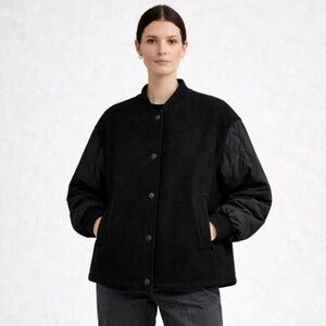 H&M Black Quilted Sleeve Bomber Jacket – Oversized Fit
